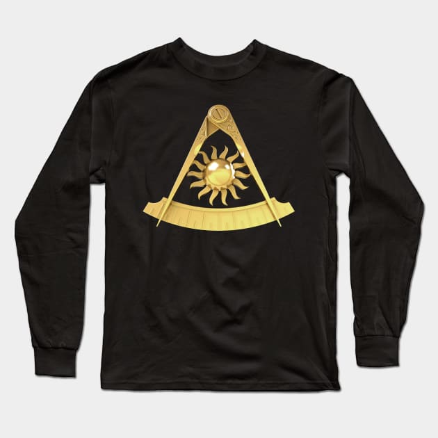 Past Master Gold Emblem Jewel Masonic Freemason Long Sleeve T-Shirt by Master Mason Made